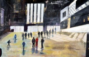 Visiting Tate Modern1 - olio su tela - 70x45 - 2017